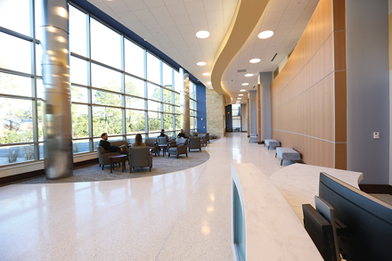 The Women’s Hospital at Henrico Doctors’ Hospital features a 12,000-square-foot lobby extension with direct access to  labor and delivery. The lobby was designed and built to facilitate improved flow to patient care.