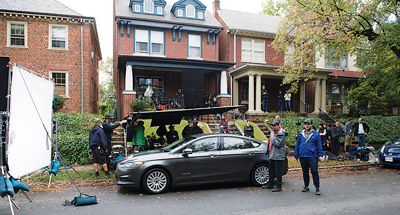 The crew takes to the streets of RVA for another day of filming. Locations in the Richmond region subbed for D.C.